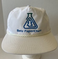 Bets Paperchem VTG Hat SnapBack White Green Braid 1980s