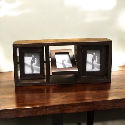 Home Gallery Triple Revolving ￼ Wooden Handcrafted Walnut  ￼Picture Frames Set