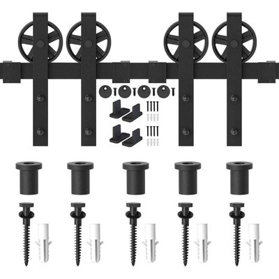 WINSOON Barn Door Hardware 1'' High Strength Insudtrial n' Quality Steel Black
