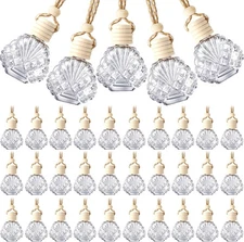BBTO 50 Pcs Hanging Car Air Freshener Diffuser Bottles Empty Glass Clear 