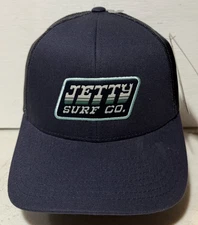 Jetty Surf Co Yupoong Classics Mesh Trucker Snapback Hat Navy Blue Cotton Blend