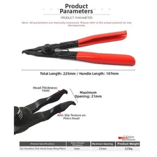 Flat Head Circlip Pliers with Textured Jaw and 21mm Capacity for Snap Ring Work