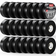 SWRT 24 Pack UL/CSA Listed Black Electrical Tape 7 mils-600V, 0.75 in x 66 FT El