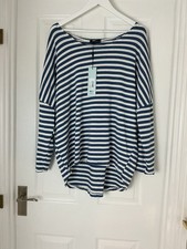 Blue Vanilla Striped Round Neck Long Sleeve Top Denim Blue One Size BNWT