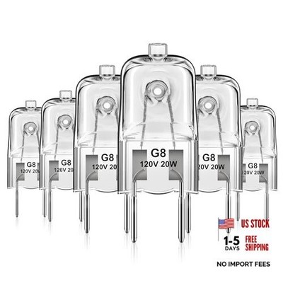  G8 Halogen Light Bulbs, 20W G8 Bi-Pin Base Halogen 6 Pack G8 20W Warm White