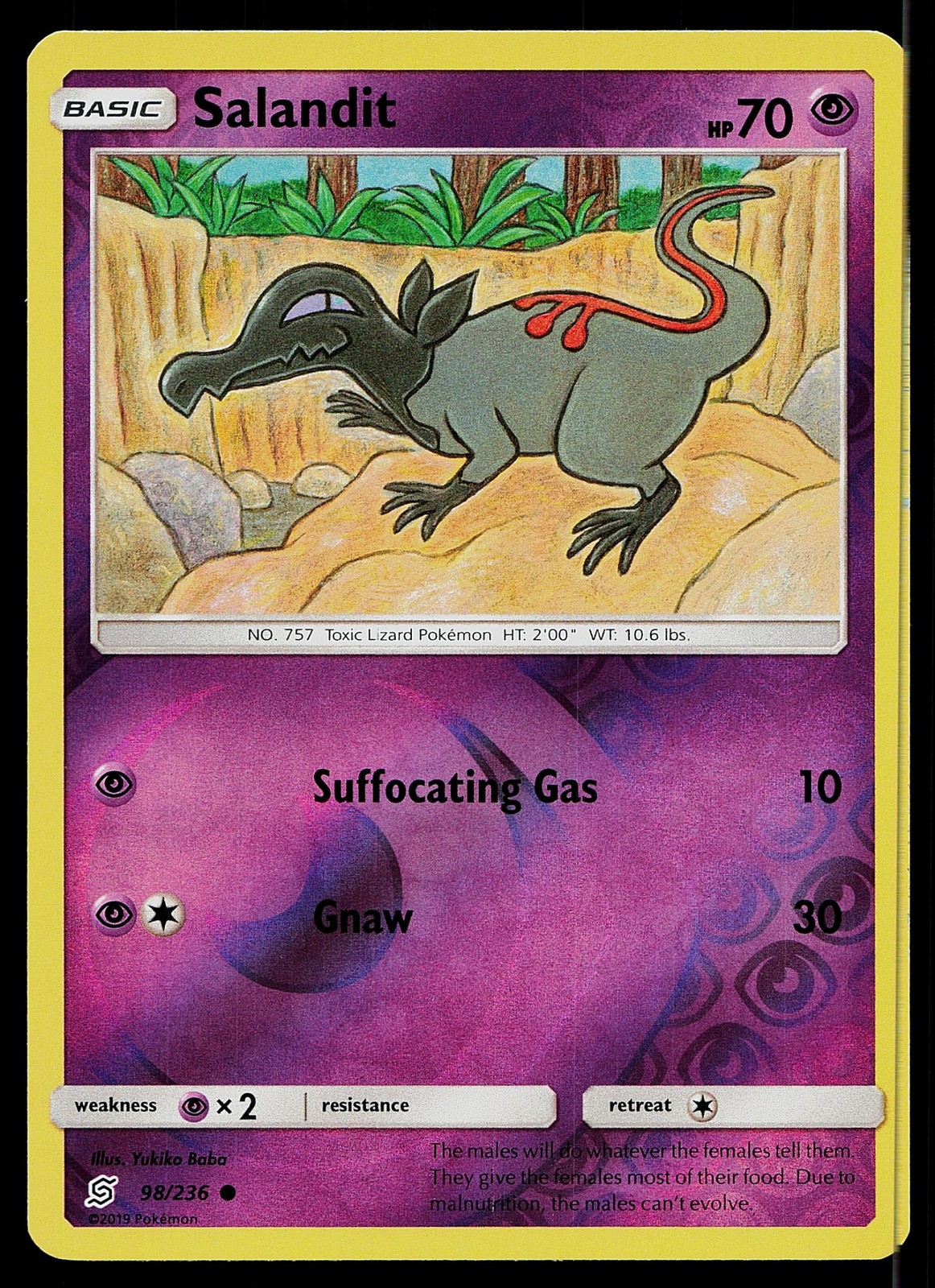 Pokemon Card Unified Minds Salandit 98/236 Common Reverse Holo