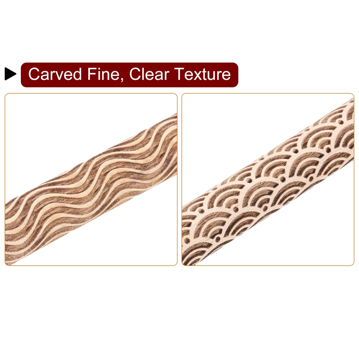 2 piezas Rodillo de madera 10 cm onda de agua líneas curvas patrón herramientas de cerámica de madera
