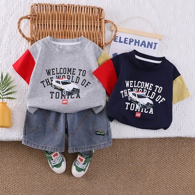 Boys Shorts Comfortable Sets Playwear T-Shirts Crew Neck Outfits Outdoor Play
