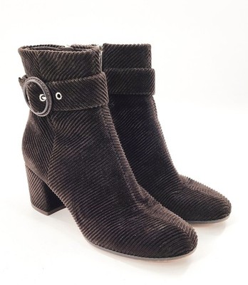 GIANVITO ROSSI $1145 Lucas Dark Brown Corduroy Ankle Bootie Zip Size 38 7 - 7.5