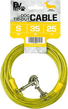 BV Dog Tie Out Cable 25 Feet - Heavy Duty Dog Lead up to 35 Pounds - Reflective