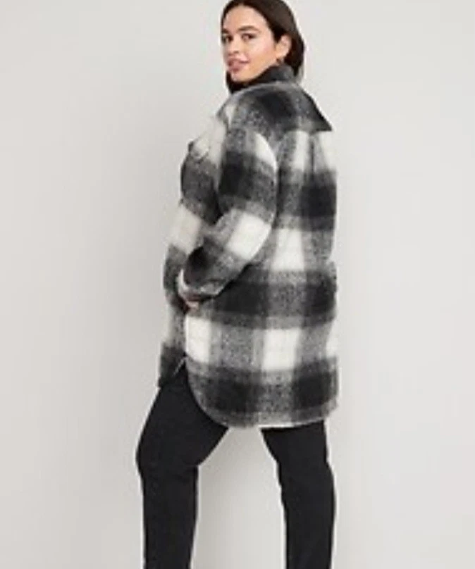 Abrigo de invierno para mujer 4x antiguo azul marino de piel polar. Buffalo Check. Nuevo. Venta al por menor $75 Foto 2 de 4