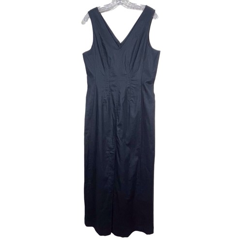 New BANANA REPUBLIC Linen-Blend Seam Bodice Maxi Dress Size 12 Sleeveless Black - Picture 16 of 16