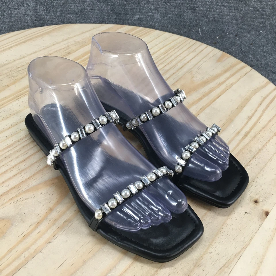 NUEVAS Sandalias Unisa Para Mujer 7.5 M Sarai Informales Tachonadas Sin Cordones Planas Deslizables Negras Foto 3 de 4