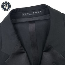 1990's 42 R HUGO BOSS " Classic Fit " Solid Black Wool Tuxedo Made USA