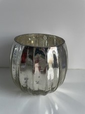 Image of NEW GLASS MERCURY ROUND CANDLE TEA LIGHT HOLDERS SILVER TRA LIGHT HOLDERS.
