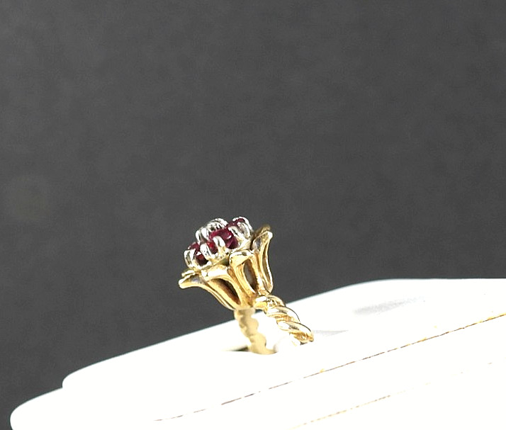 Vintage Solid 14K Yellow Gold Ring Ruby Diamond C… - image 12
