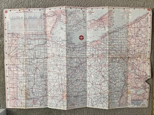 Mappa stradale statale dell'Ohio Flying A Service 1962 vintage stazione di servizio mappa di viaggio - Foto 4 di 8
