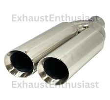 Exhaust Tip 2.50" Inlet 4.00" Dual Outlet 18" Long Exhaust Muffler Tip 304SS NEW