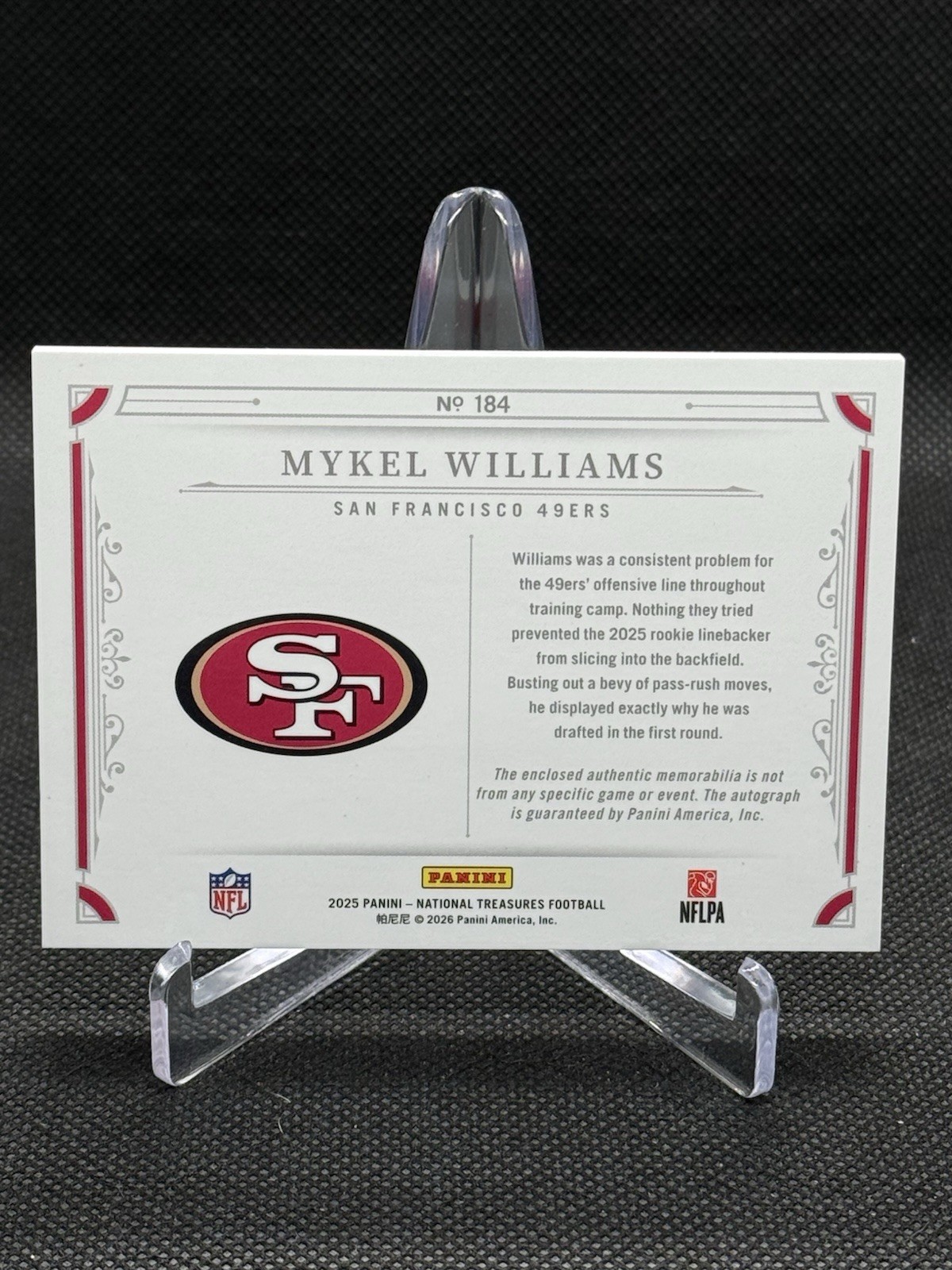 2025 FOTL National Treasures Mykel Williams RPA  /10 Stars & Stripes Patch Auto view 6