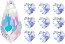 Bundle of 72Pcs AB Teardrop Crystal Beads and 60Pcs AB Heart Shaped Crystal Bead