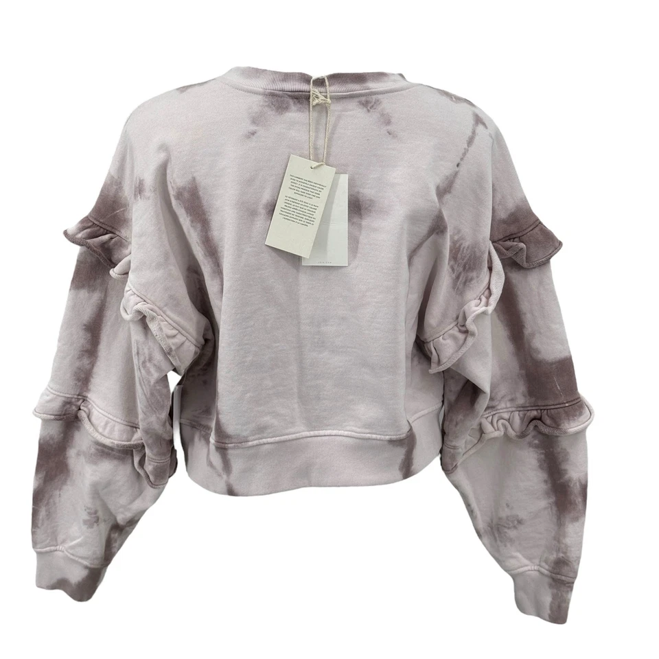 Sudadera de algodón Camille suave Joie para mujer recortada M con volantes caprichosa púrpura NUEVA Foto 4 de 4