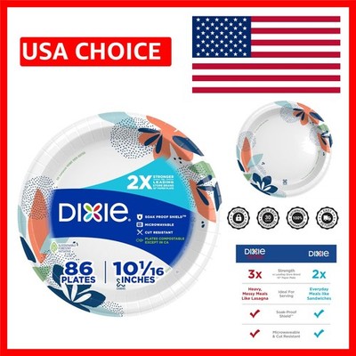 86 Count Large Paper Plates, 10-Inch - Eco-Friendly & Stronger Than Store Brands