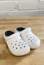 Crocs Unisex-Adult White Gray Lined Classic Slip On Comfort Shoes - Size M6/W8