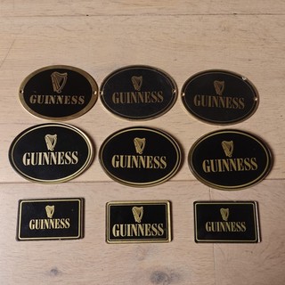 GUINNESS BRASS & PLASTIC OVAL BAR BADGES & MORE x9