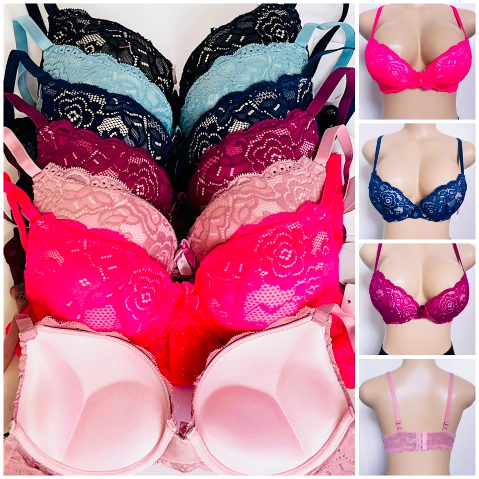 EXTREME DOUBLE PUSH UP Add 2 Cup Sizes Push Up Bra Padded FREE RETURN 1,3 or 6pc - Image 4 of 4