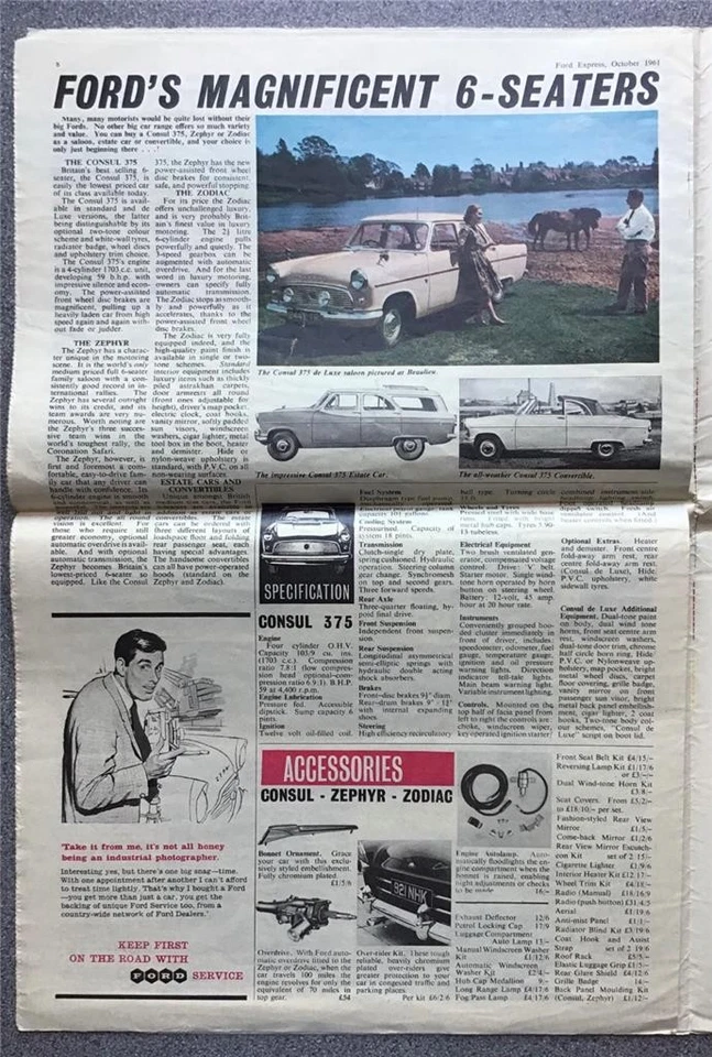 FORD EXPRESS Newspaper Show Colour Issue Oct 1961 Consul Classic  ANGLIA Zodiac - Image 4 of 4