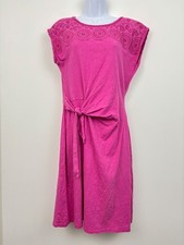 Talbots Magenta Embroidered Casual Beachy Coastal Dress Size Medium