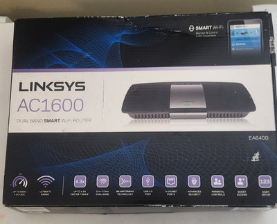 NEW Open Box Linksys EA6400 AC1600 Dual-Band Smart WiFi Router Black NIB