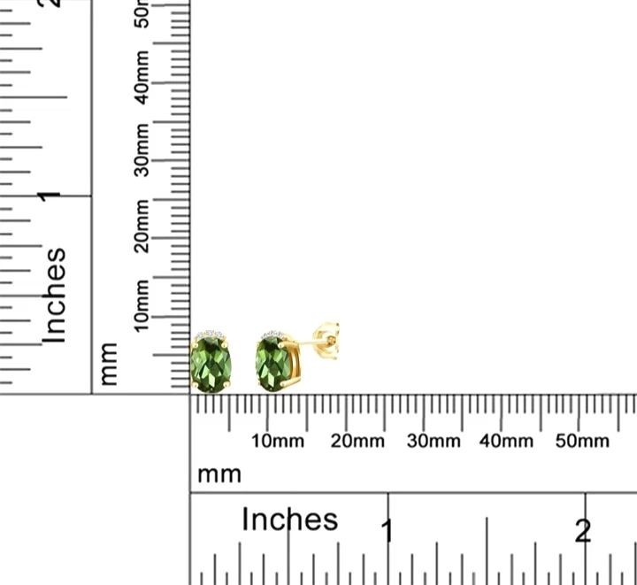 Delicados aretes de turmalina verde ovalados de plata enchapados en oro amarillo 925 de 1,44 quilates Foto 4 de 4