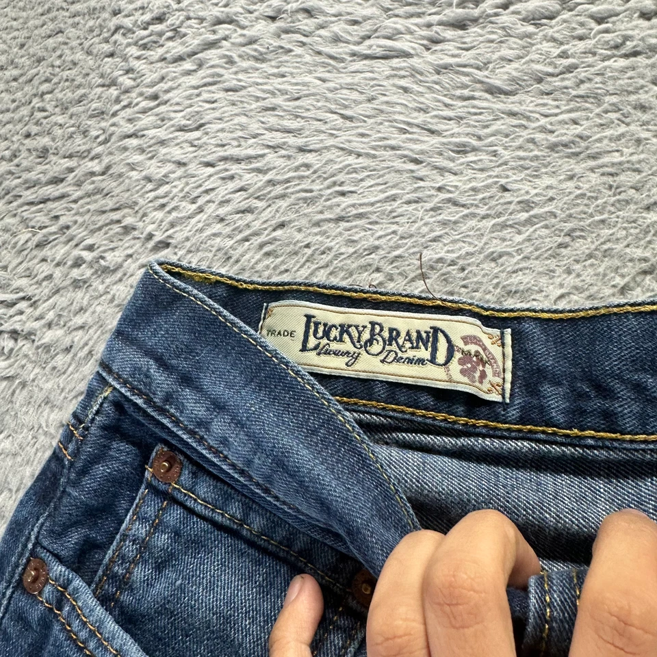 Vintage Lucky Brand Jeans Men 34x34 Blue Cotton Denim Straight Faded Made In USA - Image 4 of 4