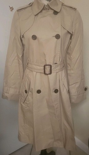 Banana Republic Classic Trench Coat Almond Water resistant 100% cotton Sz L