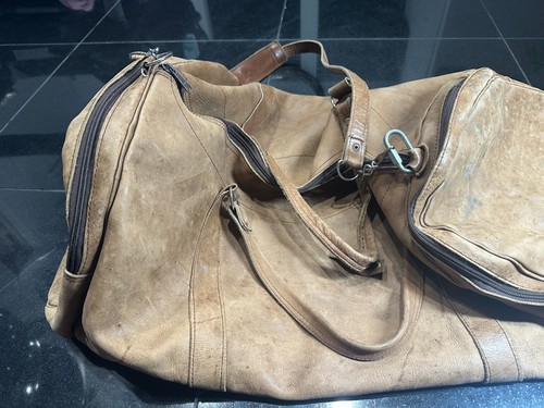 Vintage Leder Seesack Distressed Original hellbraun Travel Luggae - Bild 7 von 10