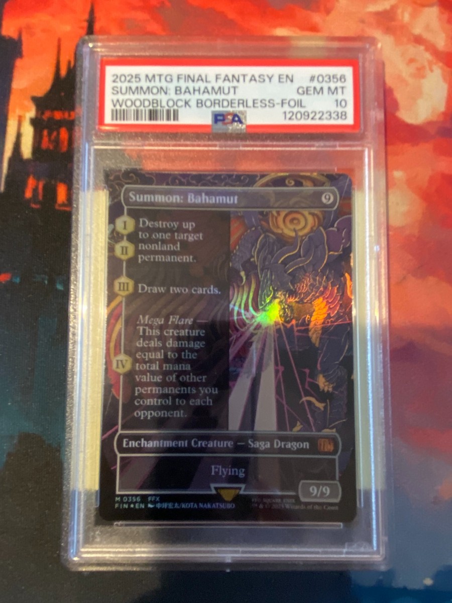 MTG Final Fantasy Summon Bahamut Woodblock Borderless Foil