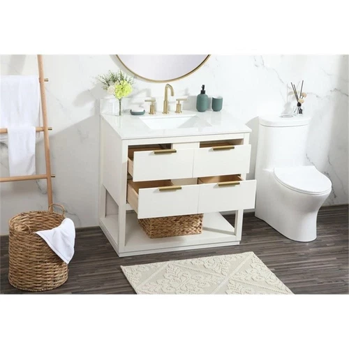 Elegant Decor Larkin 36" MDF Single Bathroom Vanity with Backsplash in White - Picture 8 of 8