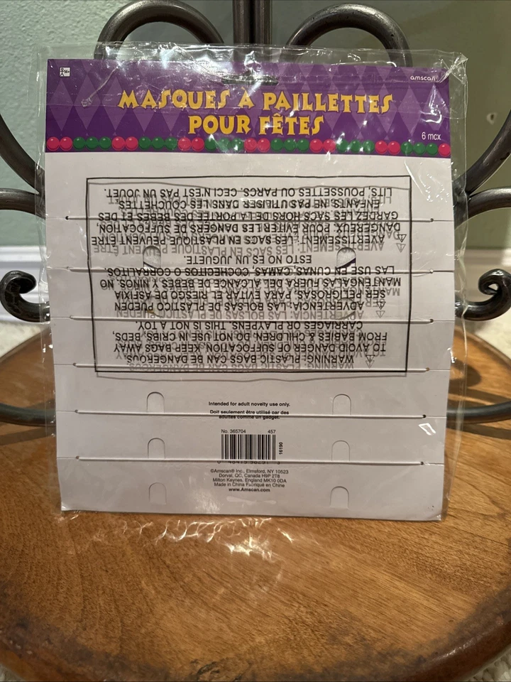 Amscan mardi gras Sequin Party masks 6ct. Party Supply Favors New!!! - Image 2 of 3