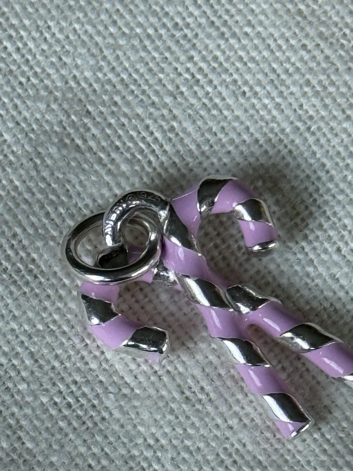 James Avery Edición Limitada Esmalte Rosa Bastones de Caramelo Dije Plata Nuevo en Caja Foto 2 de 4