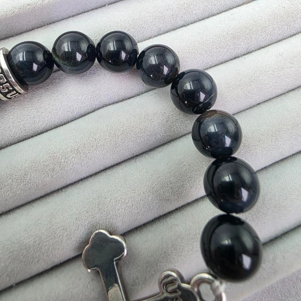 KING BABY Bracelet Cross SV925 Blue Tiger Eye USA Stone Bracelet  Silver 925 - Image 2 of 4