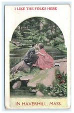 I Like the Folks Here In Haverhill Massachusetts Early Postcard Romantic