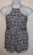Charlotte Russe juniors M Medium Spaghetti Strap Romper black white leaves j109