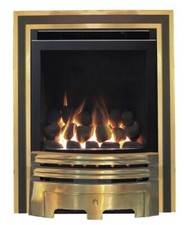 GAS FIRE BRASS SLIDE SIDE CONTROL INSET FULL DEPTH 4kw HIGH EFFICIENCY 86% BNIB