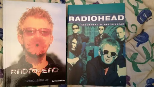 2 radiohead books coming up for air & green plastic wateringcan watering can image 2