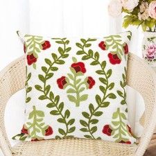 Alysheer Floral Embroidered Summer Decorative Throw Pillow Cover 18"x 18", Fa...