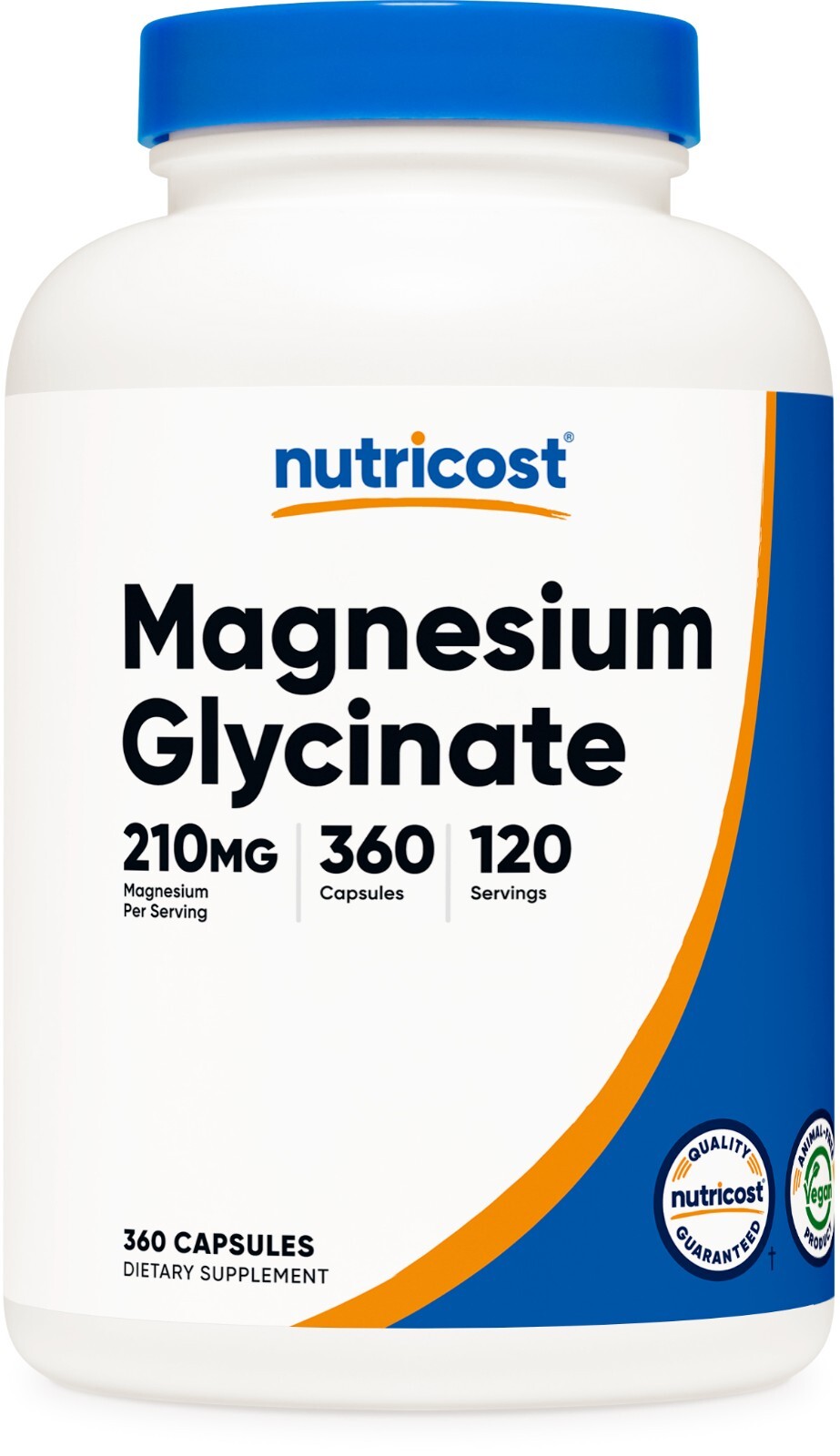 Капсулы с глицинатом магния Nutricost (360 капсул, 210 мг на порцию)