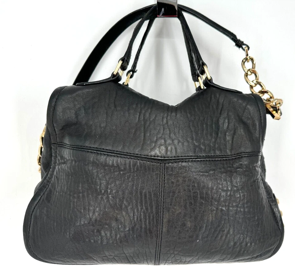 De Colección Michael Kors Negro Lujoso Cuero Guijarro Dorado Tachuelas Bolso de Mano Foto 2 de 4