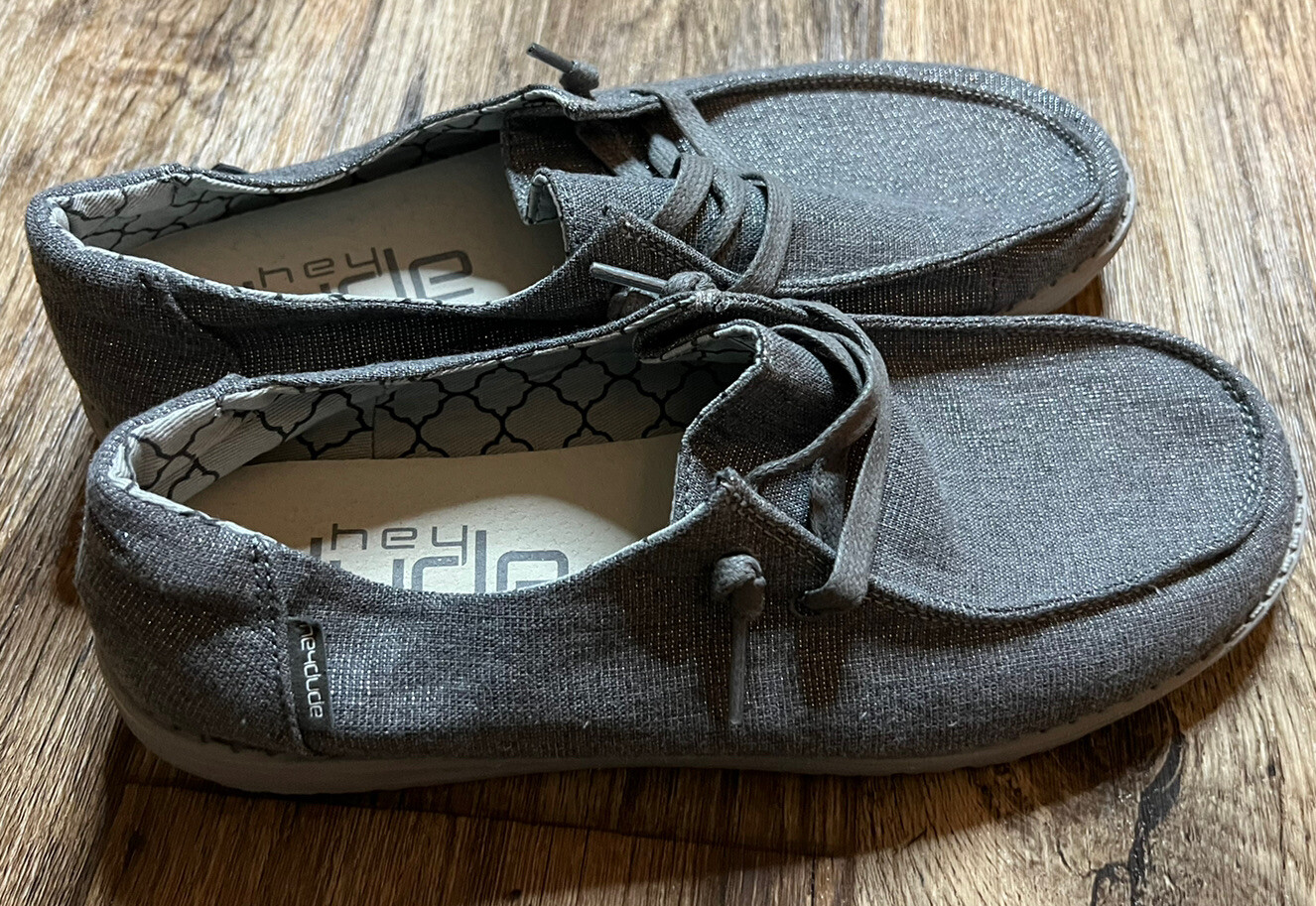 Hey Dude Wendy Sparkling Gallant Gray Glitter 10 Worn… Gem