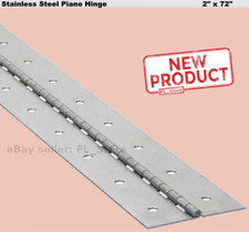 Stainless Steel Continuous Piano Hinge 2" x 6 Ft Full Surface Non-removable Pin